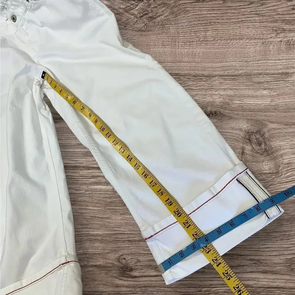 Liz Claiborne Jeans Boyfriend Fit Straight Crop Cuffed Size 10 White Mid Rise - Picture 15 of 16